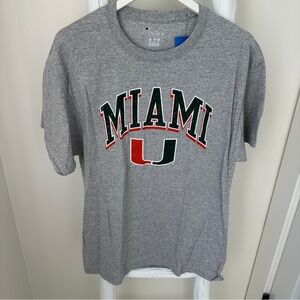Champion Men’s Gray University of Miami Logo T-Shirt Size Large